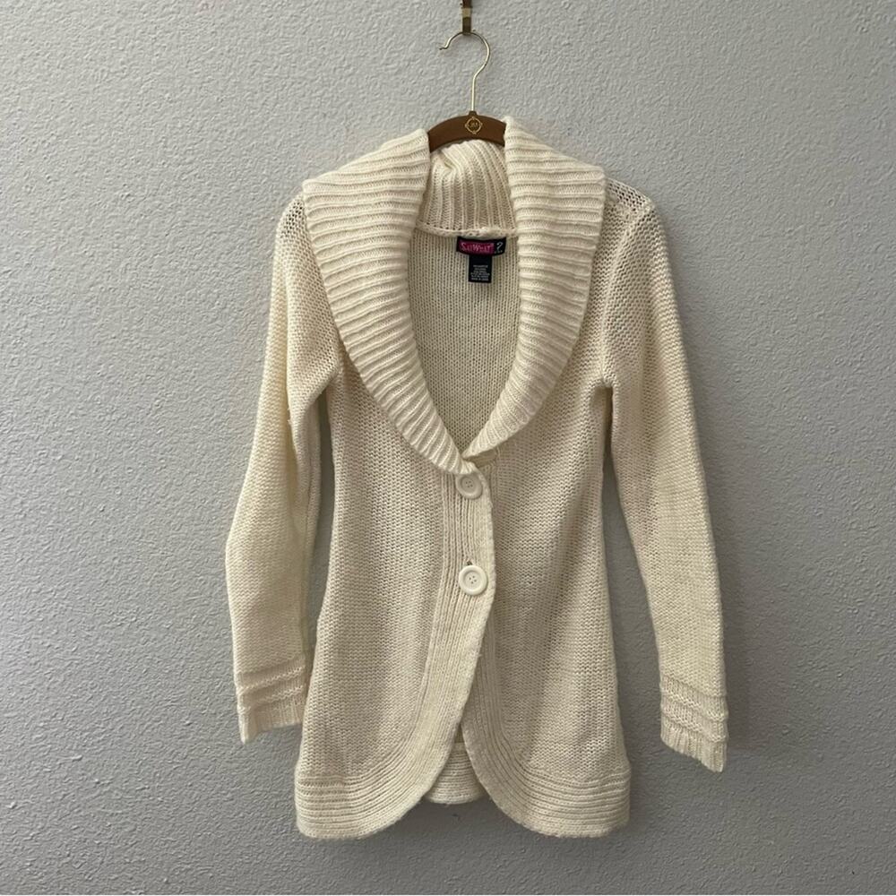 Y2K Cream Sweater Jacket Cardigan